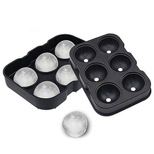 Forma pentru Gheata, 6 Forme Sferice, Silicon Alimentar Fara BPA, Tava Flexibila pentru Cocktail si Whisky, Rezistenta -40°C la 230°C, 17 x 12 x 6 cm, Negru