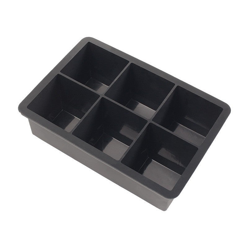Formă Pentru Gheață, 6 Compartimente Pătrate Mari cu Capac, Silicon Alimentar Fără BPA, Rezistent la Temperaturi Extreme, 17 x 12 x 6 cm, Negru