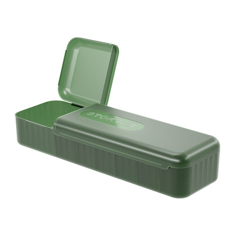 Cutie Organizatoare pentru Cabluri si Accesorii, 7 Compartimente, Depozitare Incarcatoare si Produse Cosmetice, Plastic PP, 28 x 9 x 6 cm, Verde