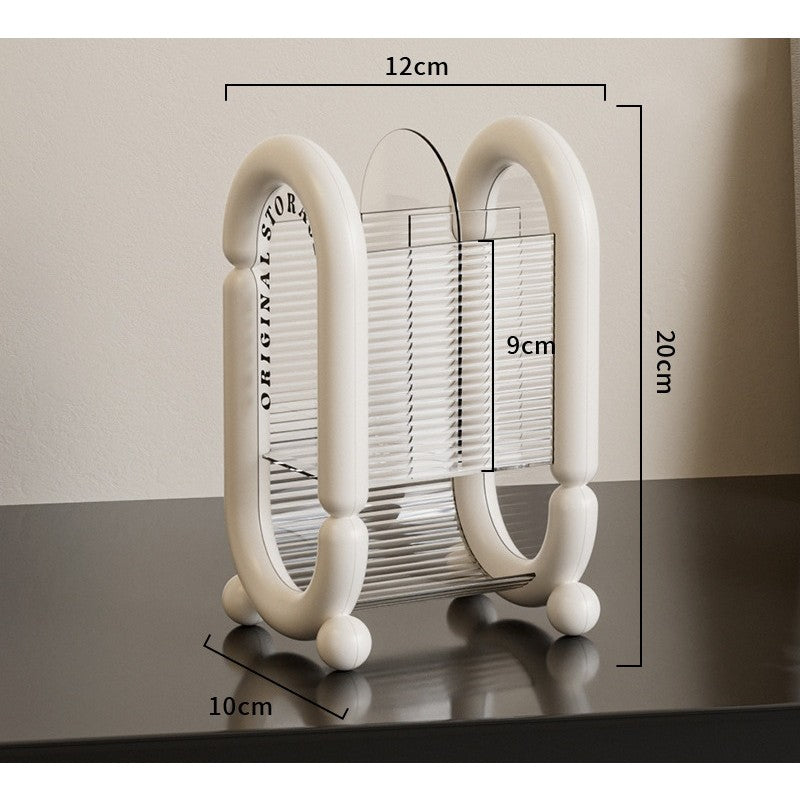 Organizator Cosmetice pentru Pensule si Machiaj, Cutie Depozitare cu 4 Compartimente, Suport Ergonomic din Plastic, 12 x 10 x 20 cm, Alb