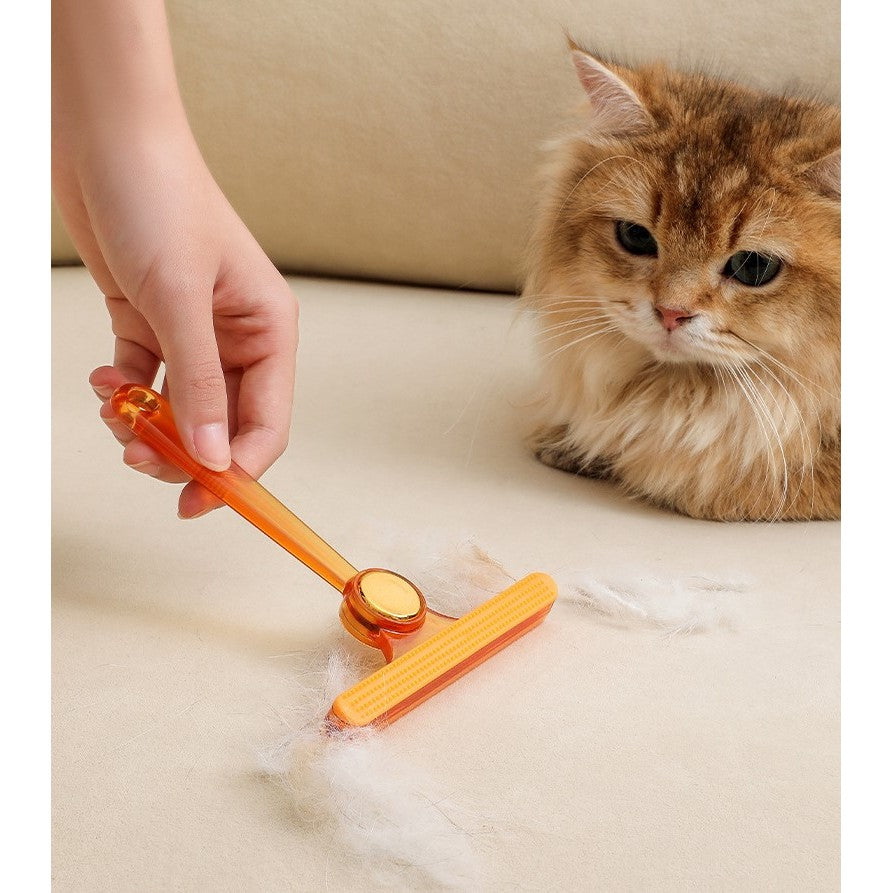 Perie pentru Indepartare Scame si Par Animale, Design cu Doua Fete pentru Curatare si Netezire, Utilizare Manuala, ABS si Silicon, 12x14.5 cm, Portocaliu