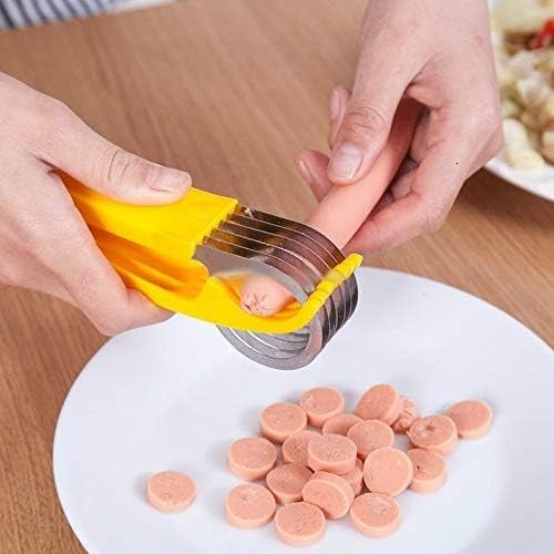 Feliator pentru Alimente si Legume, Dispozitiv de Taiere Rapida cu Lame din Otel Inoxidabil, Design Ergonomic Forma Banana, Plastic ABS, 17.5x5x4 cm, Galben