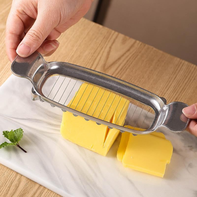 Feliator Alimente Multifunctional pentru Branza, Unt si Oua, Lame Otel Inoxidabil 304 si Corp Aluminiu, Finisaj Antiaderent, 19.5 x 6.5 x 2 cm, Argintiu