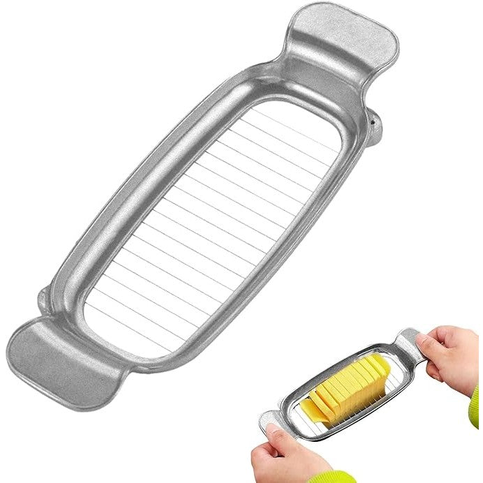 Feliator Alimente Multifunctional pentru Branza, Unt si Oua, Lame Otel Inoxidabil 304 si Corp Aluminiu, Finisaj Antiaderent, 19.5 x 6.5 x 2 cm, Argintiu