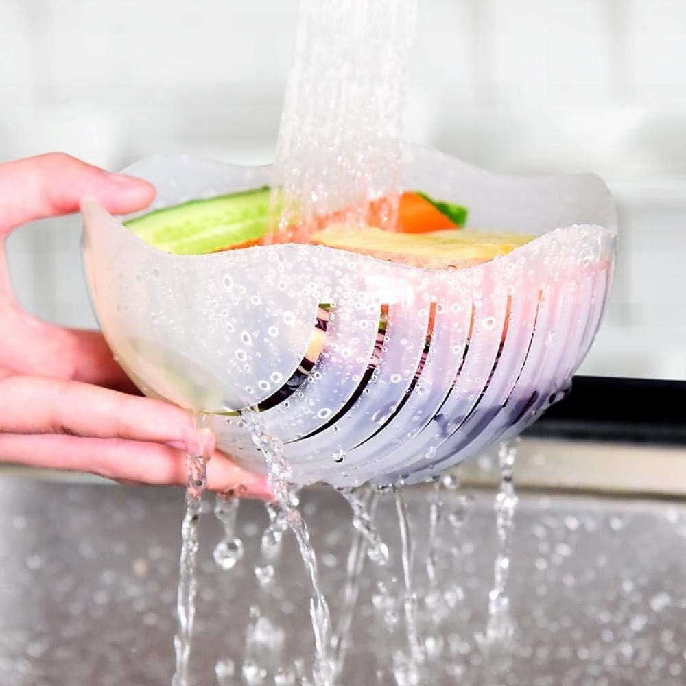 Bol Feliator pentru Salata, Castron Multifunctional pentru Spalat si Taiat Legume sau Fructe, Protectie Maini si Scurgere, Plastic, 21x18.5x11.5 cm, Mov