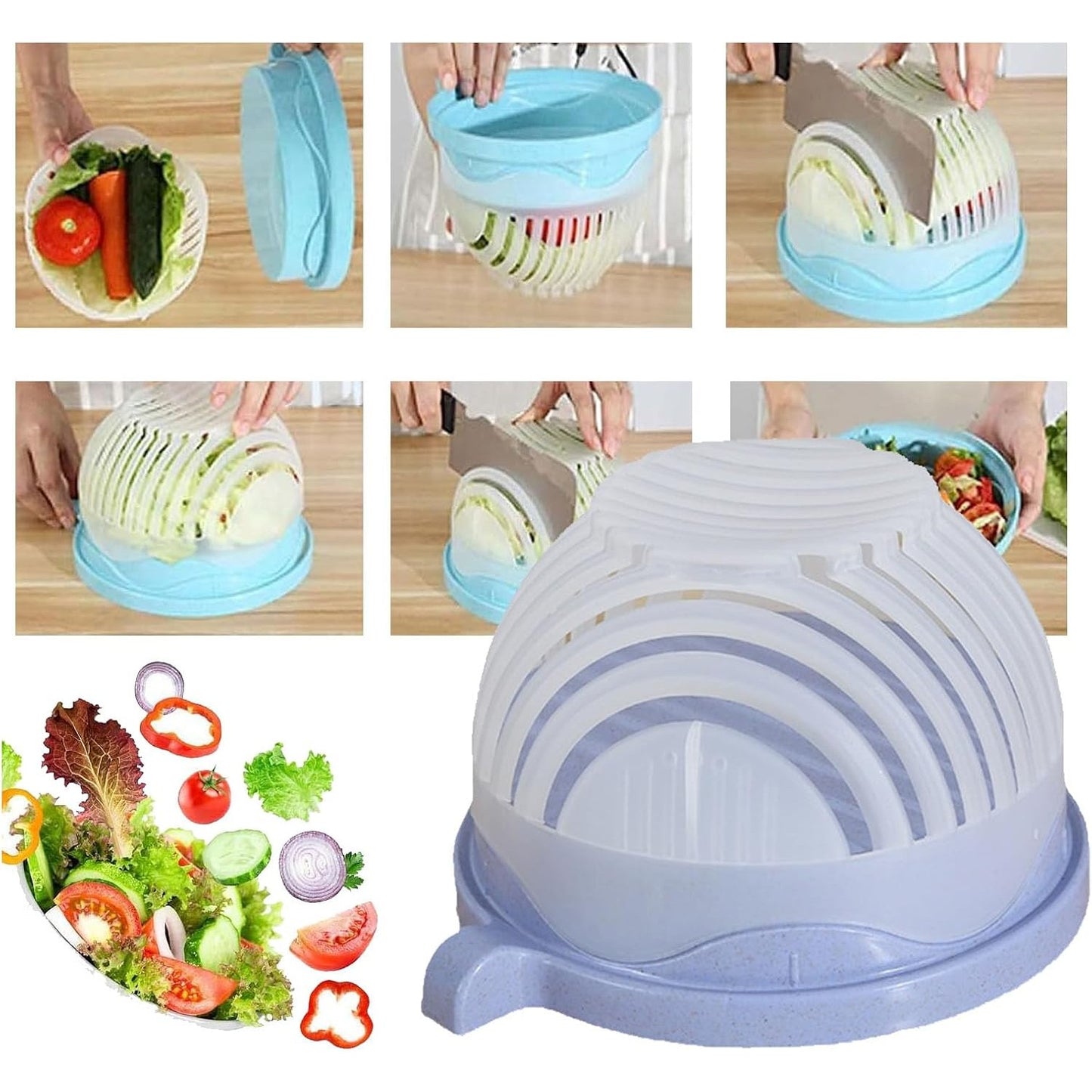 Bol Feliator pentru Salata, Castron Multifunctional pentru Spalat si Taiat Legume sau Fructe, Protectie Maini si Scurgere, Plastic, 21x18.5x11.5 cm, Mov