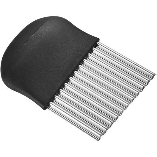 Cuțit pentru Cartofi Ondulați și Legume, Lamă Inox pentru Tăiere Decorativă, Mâner Ergonomic, Negru