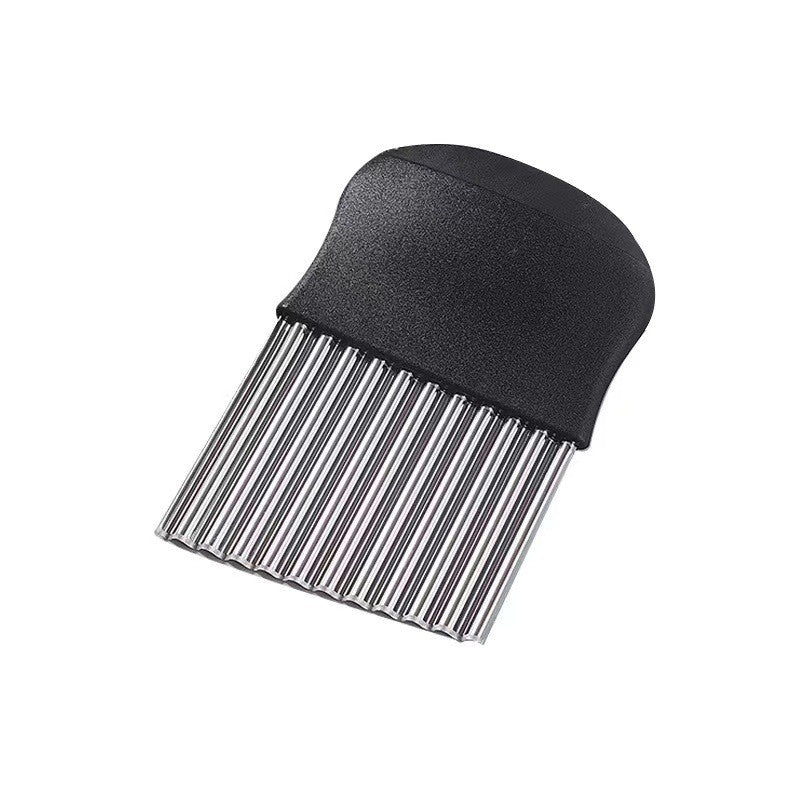 Cuțit pentru Cartofi Ondulați și Legume, Lamă Inox pentru Tăiere Decorativă, Mâner Ergonomic, Negru