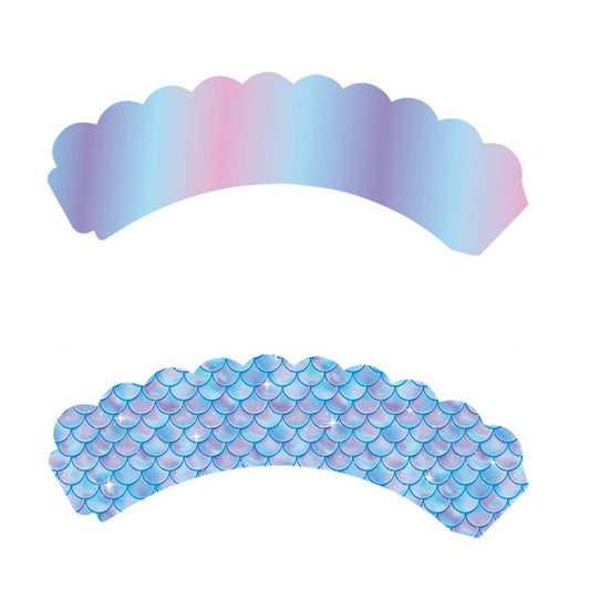 Set 6 Accesorii Decorare Prăjituri Sirena, Topper Tort și Props Tematice, Colecția Mermaid, Carton Rezistent, 22.7 x 8.7 cm, Multicolor