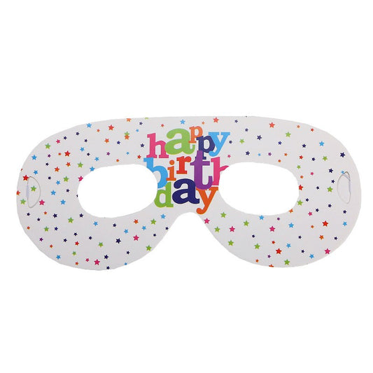 Set 6 Masti de Petrecere Happy Birthday, Accesorii Aniversare Copii si Adulti, Carton 210 g, Multicolor, 16 x 6.5 cm