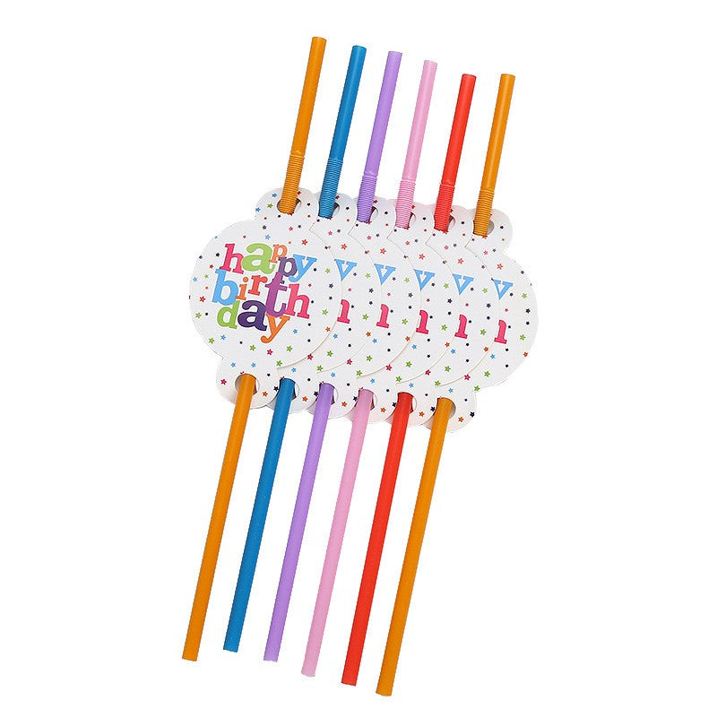 Set 6 Paie Pentru Petrecere, Colectia Happy Birthday, Design Tematic Aniversar, Carton Si Plastic, 26 cm, Multicolor