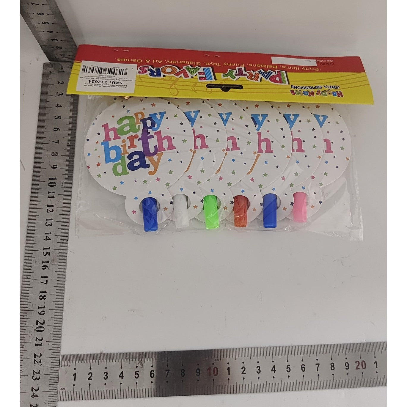 Set 6 Suflatori Happy Birthday pentru Petreceri Aniversare, Accesorii de Petrecere cu Sunet, Carton si Plastic, 19 x 11 cm, Multicolor