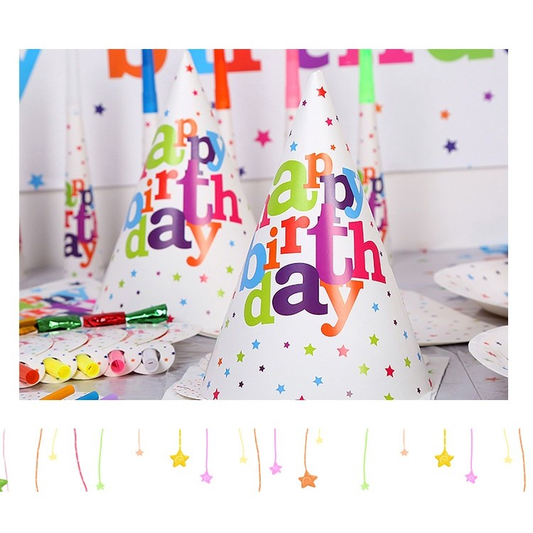 Set 6 Coifuri Petrecere Happy Birthday, Accesorii Aniversare Tematice, Carton Alb 210g, Multicolor, 16 x 21 cm