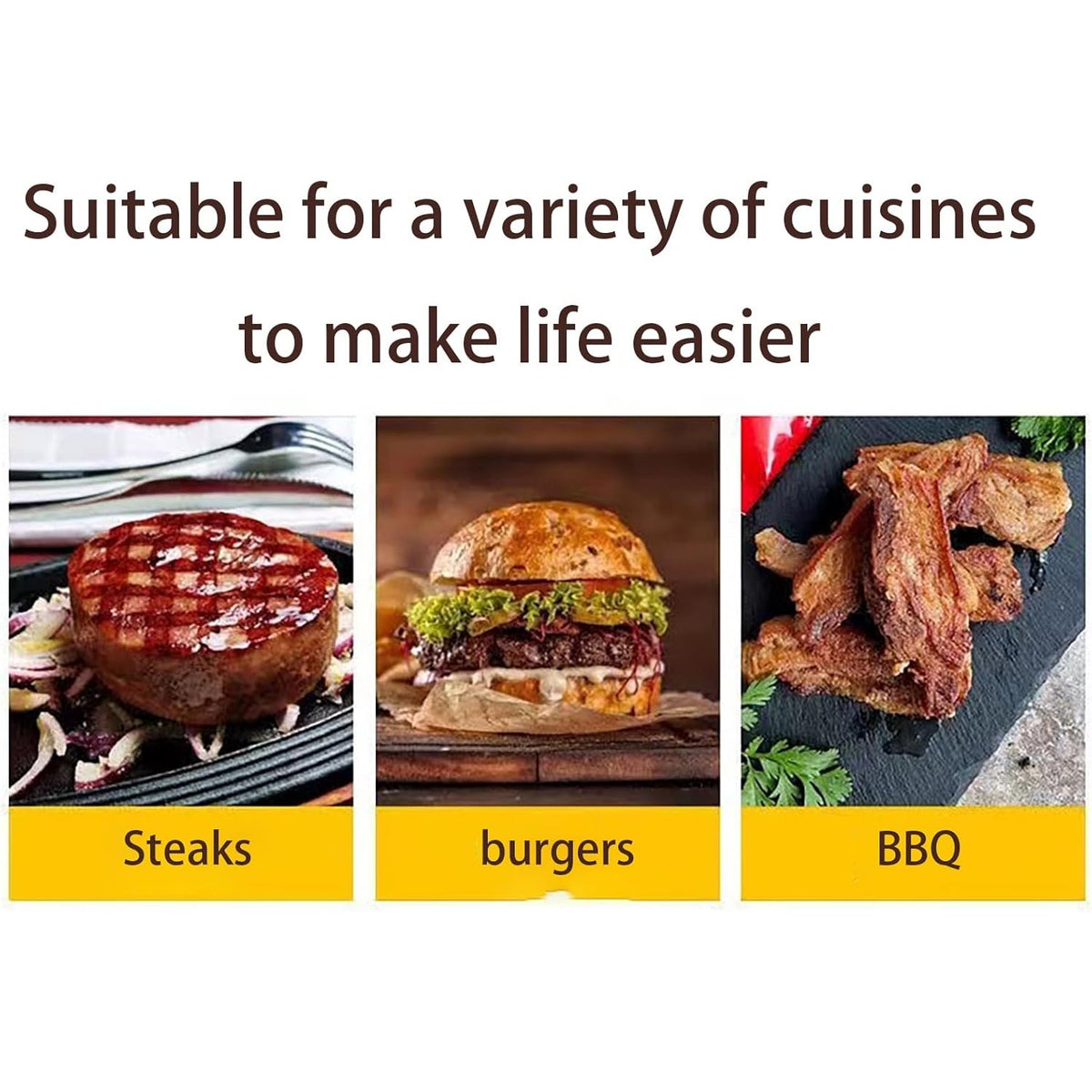 Presa Manuala pentru Burgeri si Carne, Forma Patrata, Aliaj de Aluminiu, Maner din Lemn, 16x16x6 cm, Negru