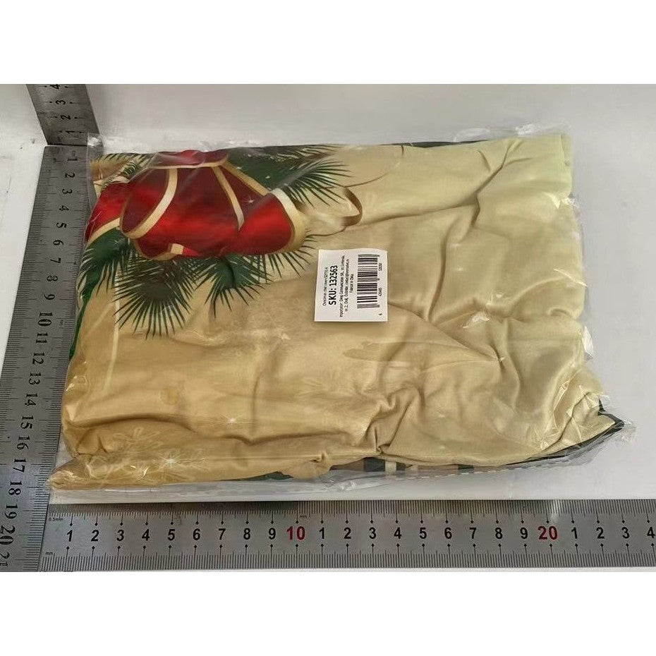 Husa Scaun Craciun Universala, Model Clopotei, Poliester Elastic Antiderapant, Protectie Lavabila, Verde/Auriu, 45-65 cm x 40-50 cm