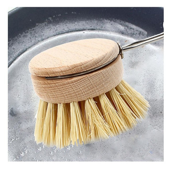 Perie de Curățat Vase și Alimente, Corp din Lemn de Fag cu Coadă Ergonomică, Peri Naturali din Sisal, Ecologică și Rezistentă, 24 x 5.8 cm, Crem