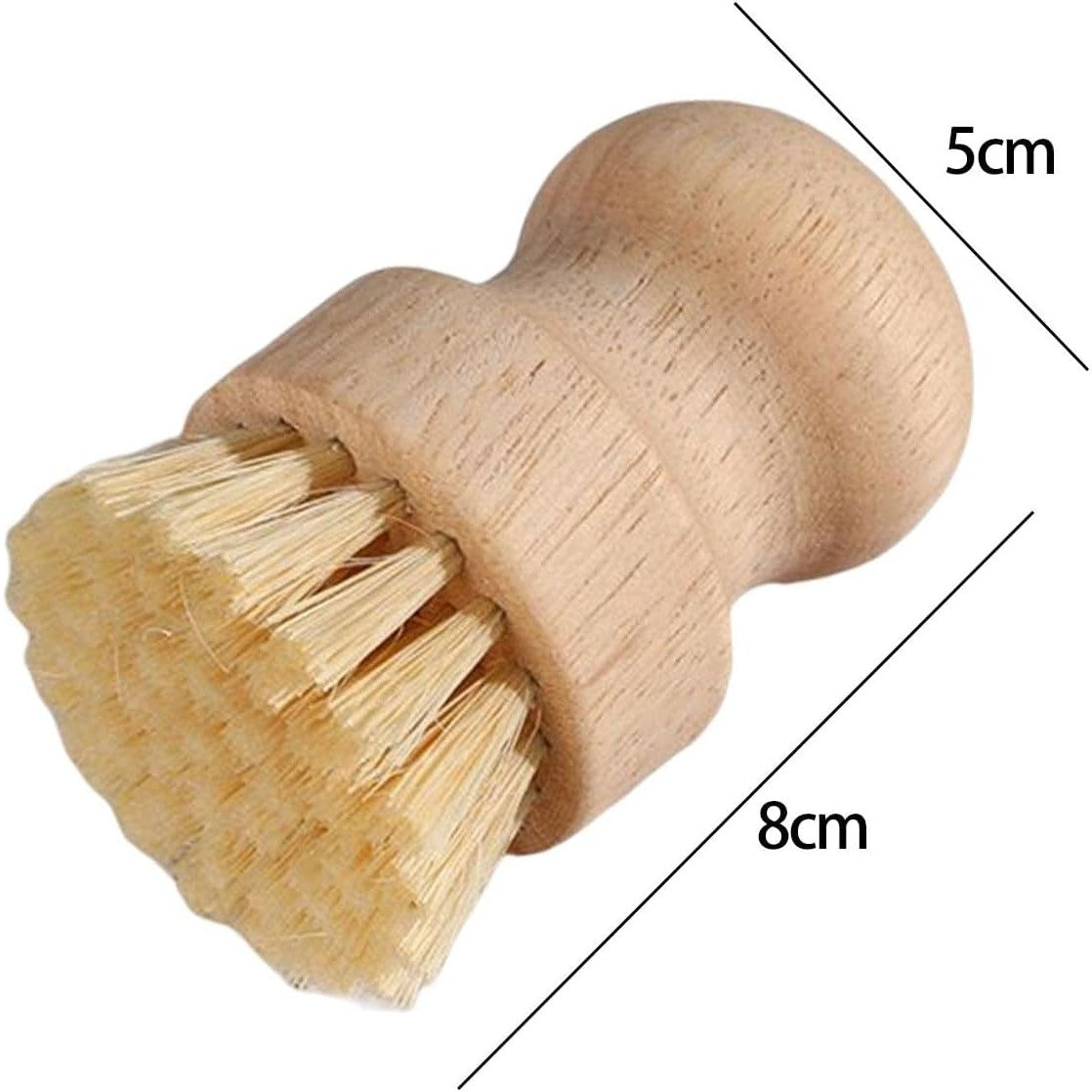 Perie de Curatat Vase si Alimente, Design Ergonomic Antialunecare, Lemn de Fag si Sisal Natural, 8 x 5 cm, Bej