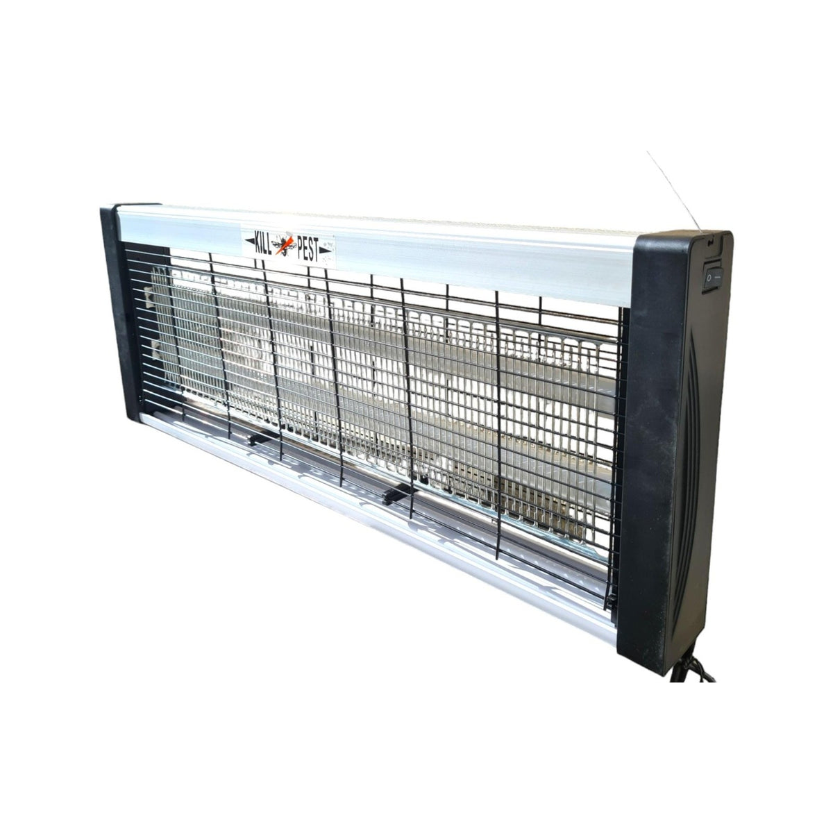 Lampa Electrica UV Anti Insecte, Dispozitiv cu 2 Tuburi Neon 30W, Acoperire 60 mp, Montare Suspendata sau Perete, Carcasa Metal si Plastic, 49 x 25 x 6 cm, Alb-Negru