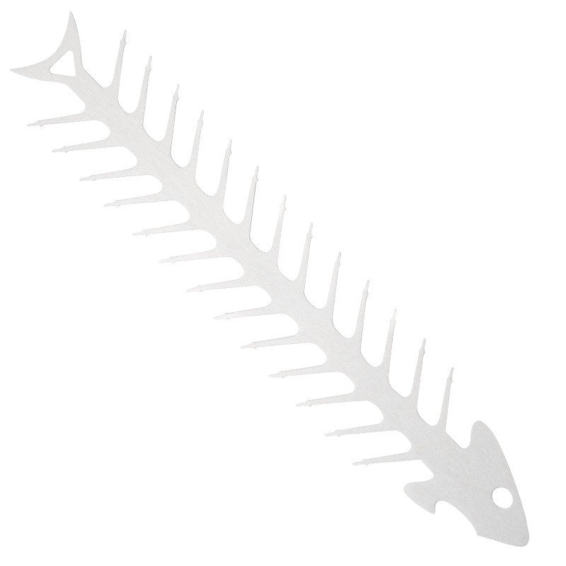 Forma pentru Frigărui, Suport Grătar Model Oase de Pește, Instrument BBQ cu Deschizător de Sticle, Oțel Inoxidabil, 30x6 cm, Argintiu
