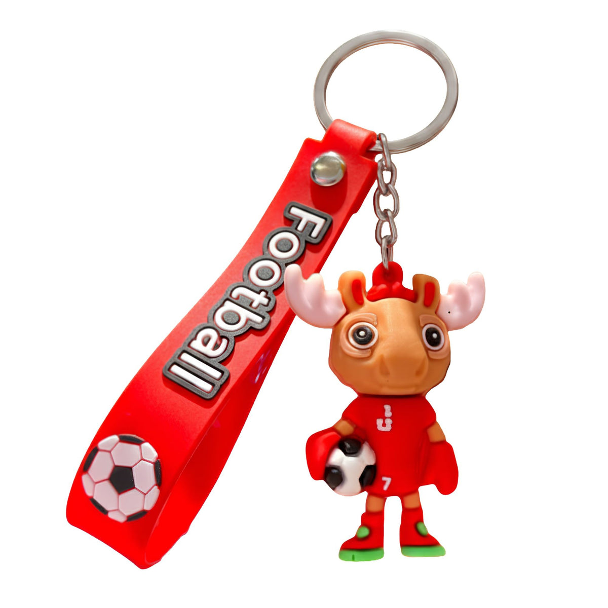 Breloc Chei Model Cerb, Mascota Fotbal Cupa Mondiala, Accesoriu Rucsac si Ghiozdan, Cauciuc Moale Flexibil, 6.2 x 3.4 cm, 26 g, Rosu