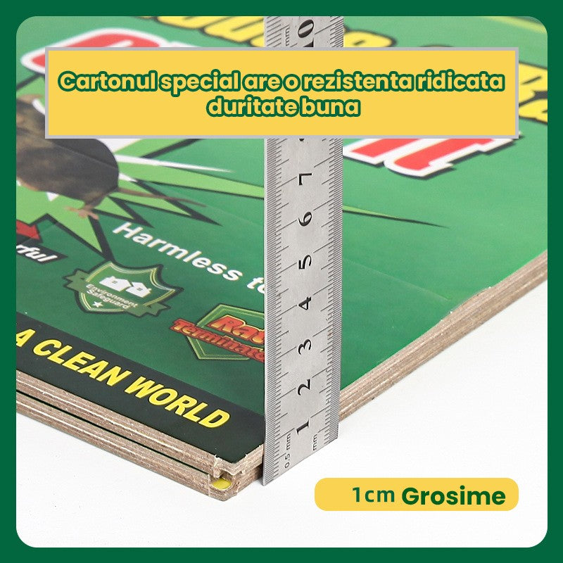 Capcana Autoadeziva pentru Soareci si Sobolani, Placa cu Lipici Atractant si Efect Puternic de Imobilizare, Format Carte din Carton, 19 x 13 cm, Verde/Galben
