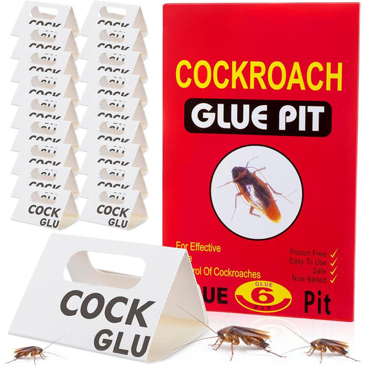 Capcana Adeziva pentru Gandaci si Insecte Taratoare, Tip Casuta cu Atractant Integrat, Non-Toxica fara Otrava, pentru Interior, Carton si Lipici, 22 x 14 cm, Rosu, Set 6 Bucati