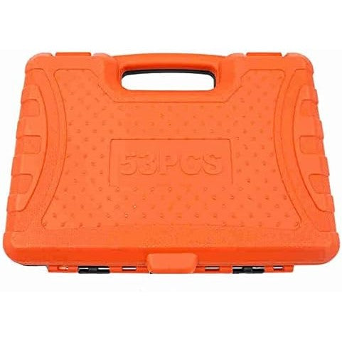 Trusa Chei Tubulare, Set 53 Piese, Clichet 1/4 Flyback cu Prelungitor si Imbusuri, Otel 45, Cutie Organizatoare Rosie, 27 x 20 x 5.5 cm, 1.5 kg