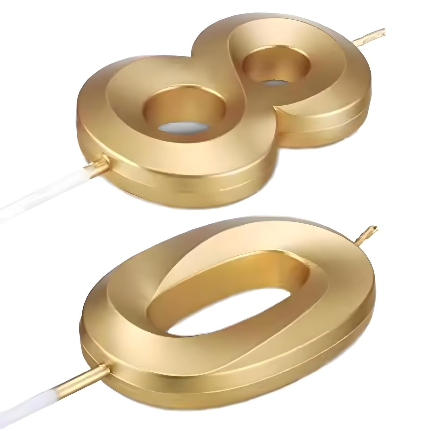 Lumanare Aniversara Tort Cifra 8, Model Diamond cu Efect Stralucitor, Parafina cu Fixare pe Bat, 5 x 3.4 cm, Auriu