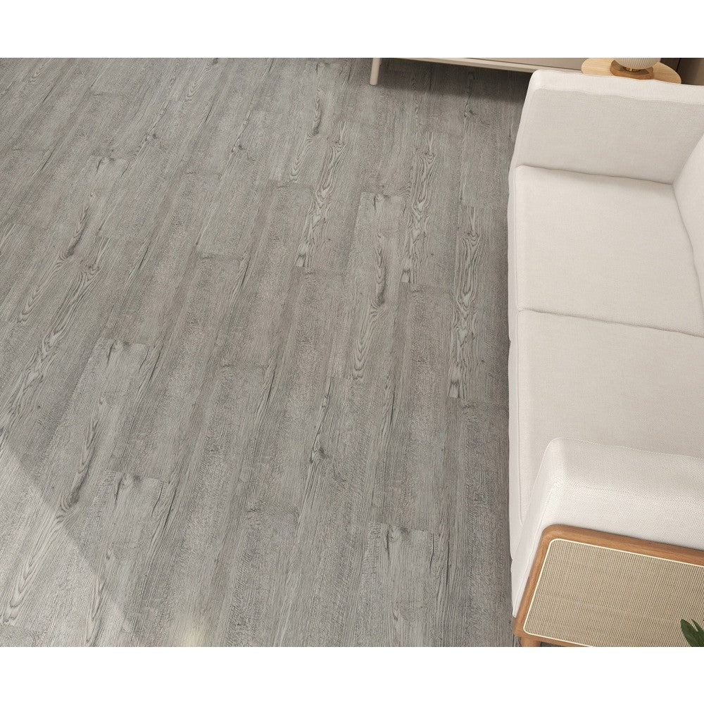 Plăci Autoadezive pentru Pardoseală, Set 36 Bucăți, PVC Impermeabil și Ignifug, Grosime 1.5 mm, Acoperire 5 m2, 91.44 x 15.24 cm, Model 3, Gri
