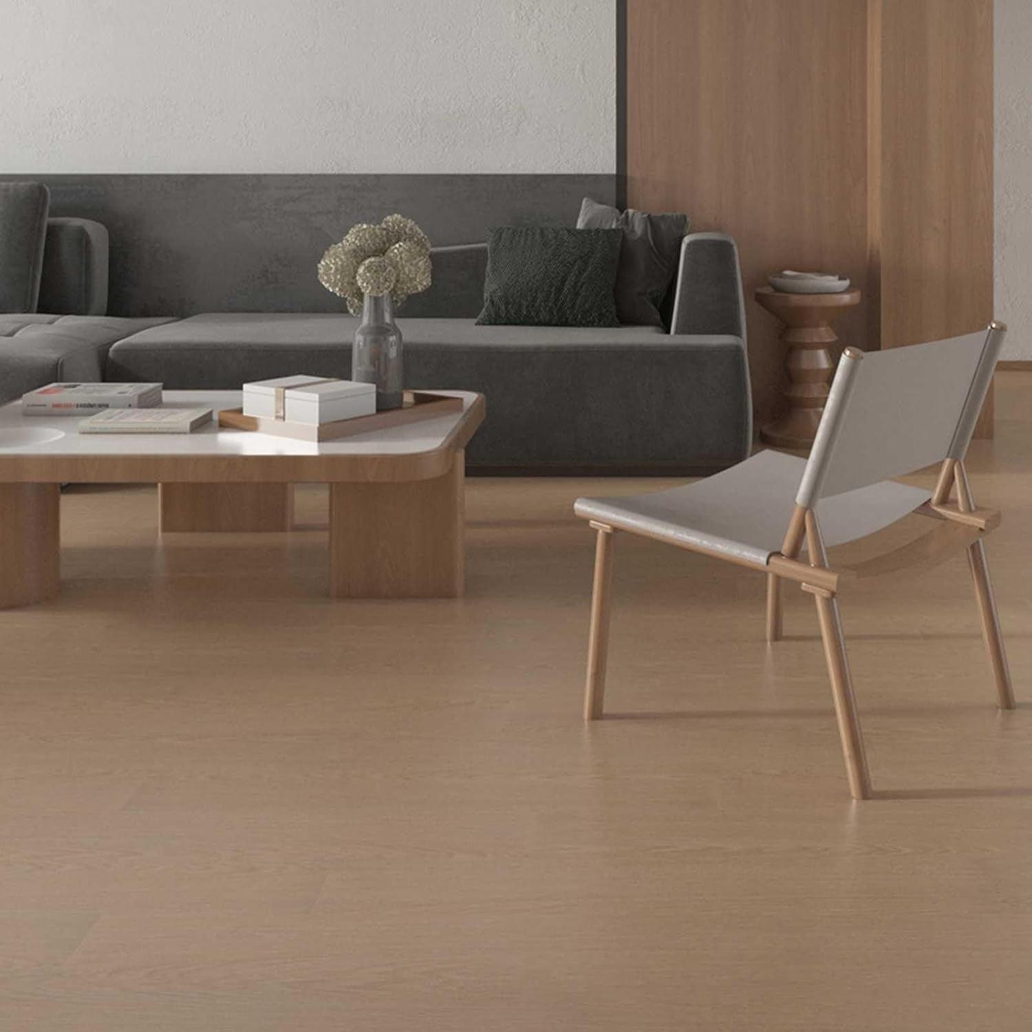 Placi Autoadezive pentru Pardoseala, Pardoseala PVC Impermeabila si Ignifuga, Textura Lemn, Grosime 1.5 mm, Set 36 Bucati, Acoperire 5 m2, 91.44 x 15.24 cm, Bej Model 9