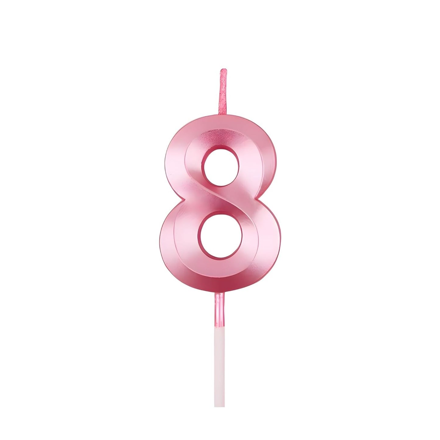 Lumanare Tort Cifra 8, Design Diamond Stralucitor cu Suport Lung, Parafina, 5 x 3.4 cm, Roz