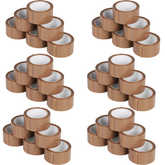 Set 36 Role Banda Adeziva Low Noise pentru Ambalare Colete, Adeziv Acrilic Silentios, Material BOPP 28 Microni, 50 mm x 66 m, Maro