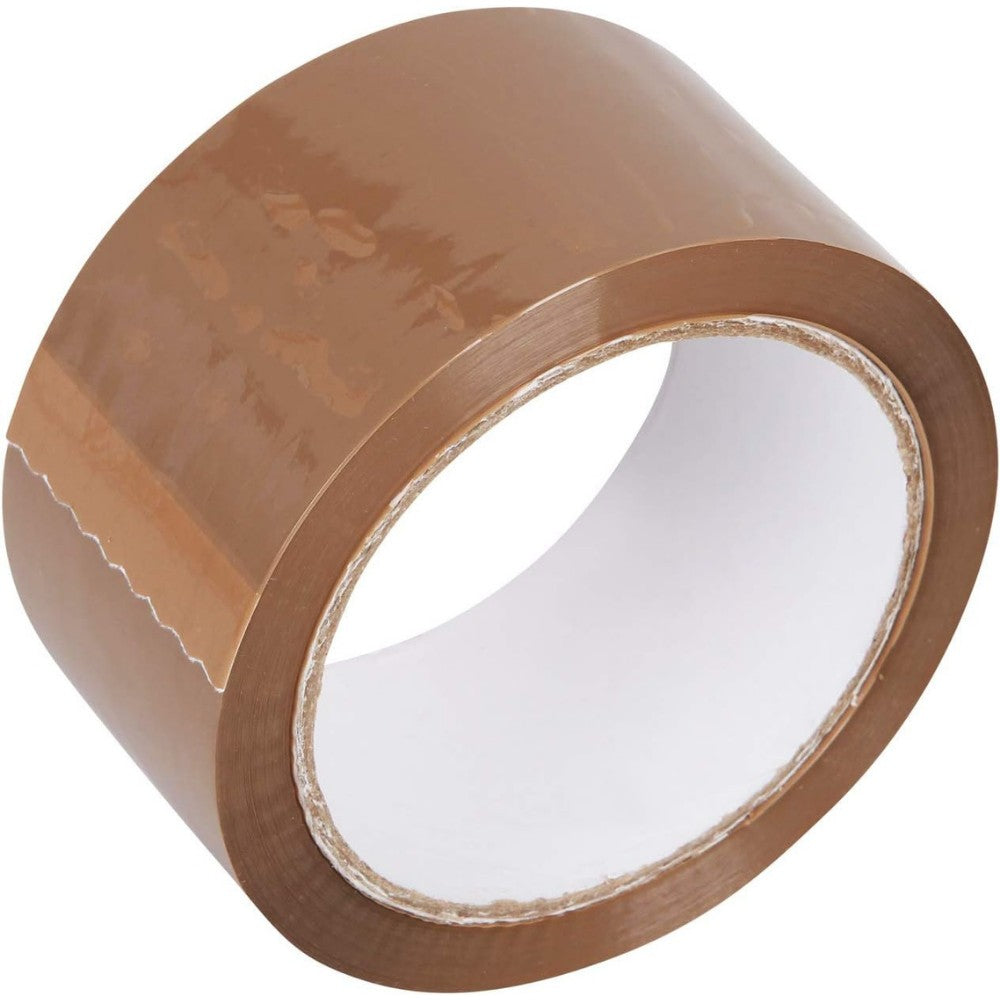 Set 36 Role Banda Adeziva Low Noise pentru Ambalare Colete, Adeziv Acrilic Silentios, Material BOPP 28 Microni, 50 mm x 66 m, Maro