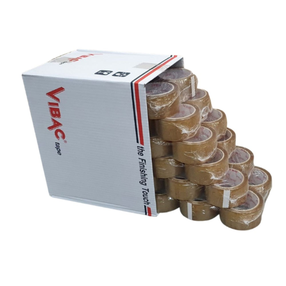 Vibac Banda Adeziva Solvent, Set 36 Role Pentru Ambalare Si Sigilare Industriala, Polipropilena Rezistenta, 48mm x 60m, Maro