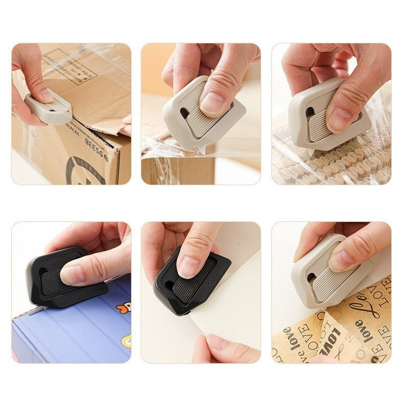 Cutter Portabil Universal, Lama Ceramica Autoretractabila, Magnet Integrat pentru Frigider, ABS, Alb