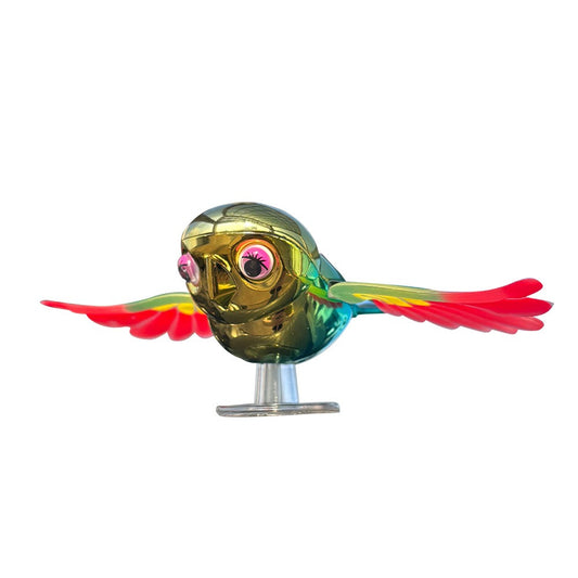 Ornament Decorativ Auto si Moto, Figurina Papagal cu Aripi Mobile la Viteza, Plastic Iridescent Rezistent, 14.5 x 8 x 5 cm, Verde/Multicolor