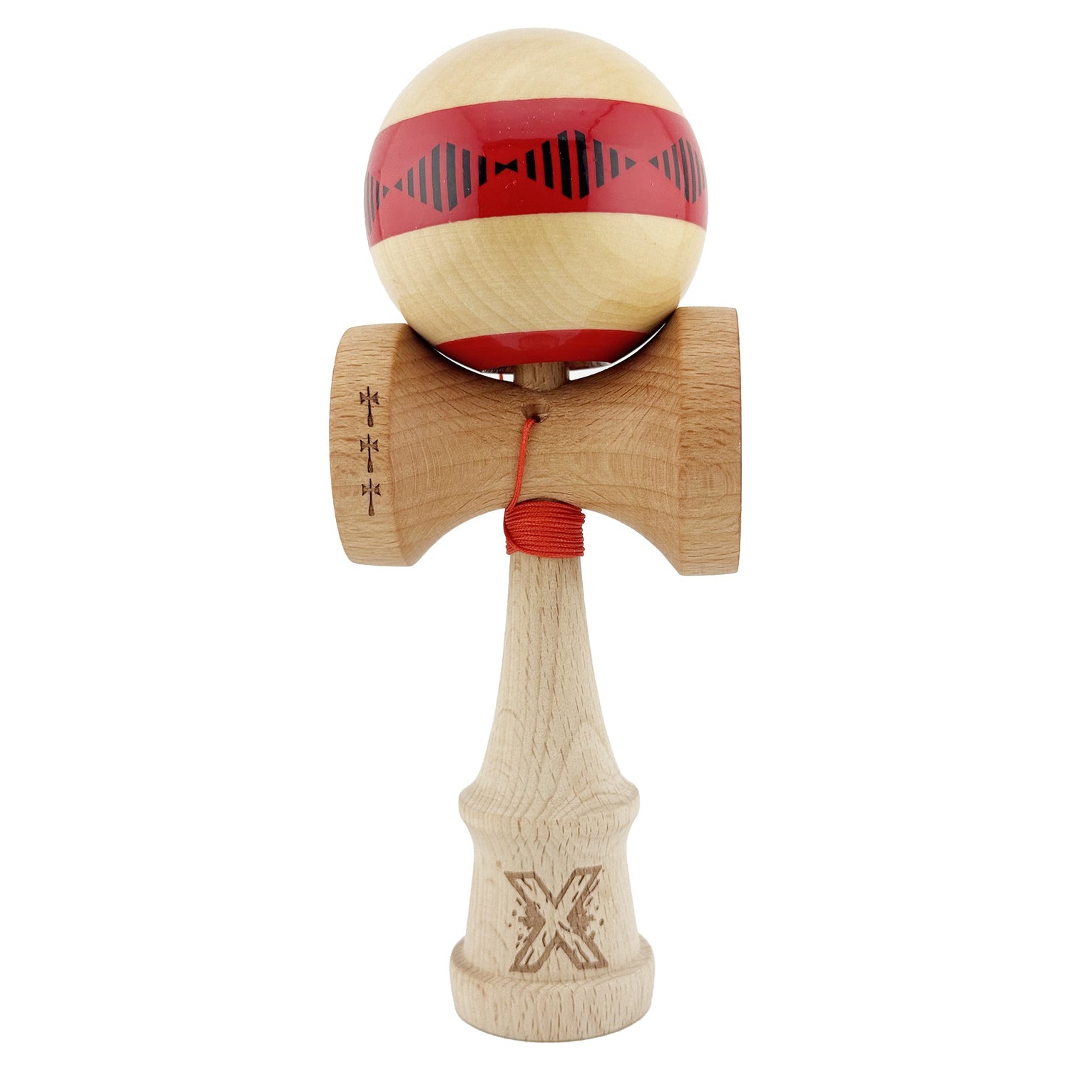 Kendama X Vibes Originala, Model Frequency Rosu / Maro, Profesionala, Cupe Mari, Super Sticky, Rulment, Ata 55cm