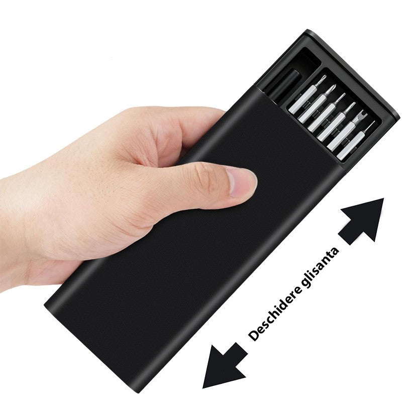 Set Surubelnite 24-in-1 cu Clichet, Trusa Multifunctionala pentru Reparatii Electronice, Maner Ergonomic Magnetic, Otel Cromat, Cutie Organizatoare, Negru/Verde