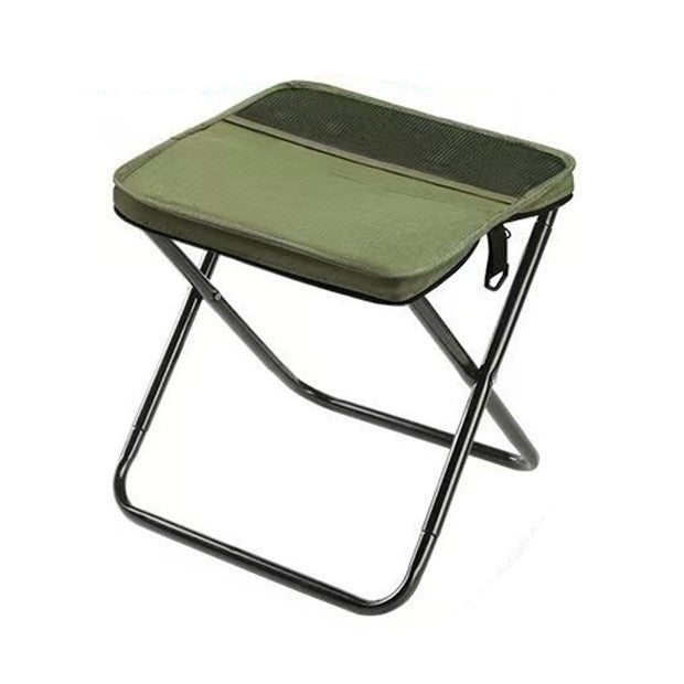 Scaun Taburet Pliabil pentru Camping si Pescuit, Portabil si Compact, Cadru Metalic si Panza Oxford, 26 x 24 x 24 cm, Verde