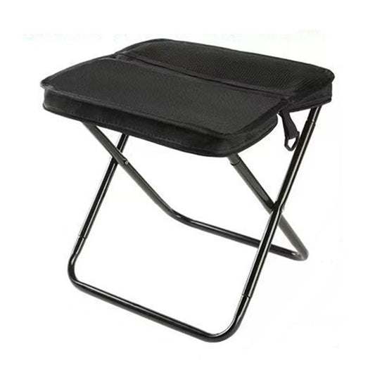 Scaun Taburet Pliabil pentru Camping si Pescuit, Portabil pentru Adulti, Panza Oxford si Cadru Metalic, 31 x 29 x 25 cm, Negru