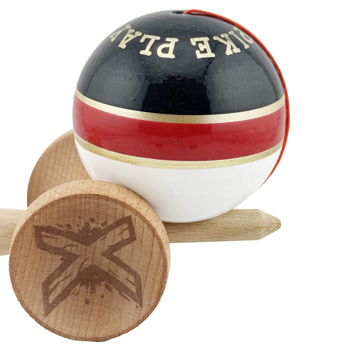 Kendama X Royal Spike Originala, Model Negru / Rosu Silver / Alb, Profesionala, Cupe Mari, Super Sticky, Rulment, Ata 55cm