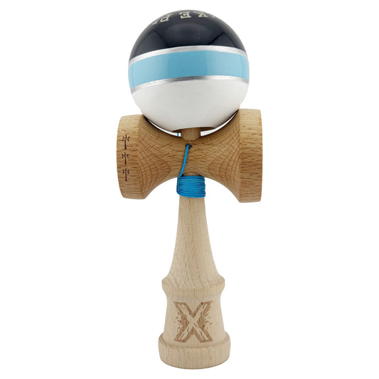 Kendama X Royal Spike Originala, Model Negru / Albastru Silver / Alb, Profesionala, Cupe Mari, Super Sticky, Rulment, Ata 55cm