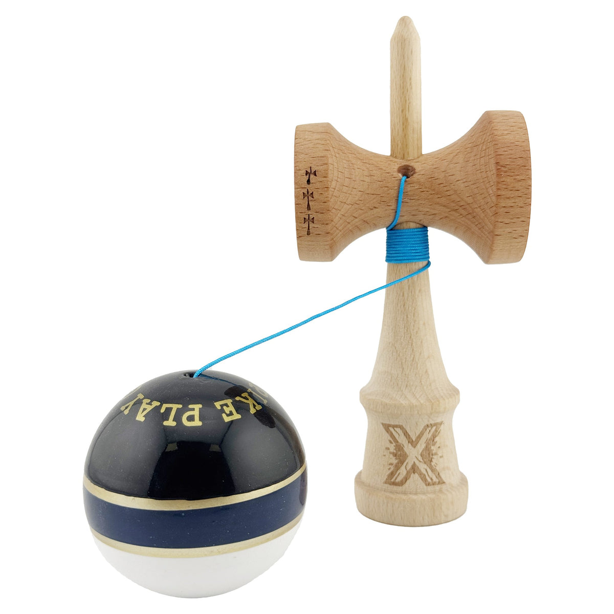 Kendama X Royal Spike Originala, Model Negru / Navy Gold / Alb, Profesionala, Cupe Mari, Super Sticky, Rulment, Ata 55cm