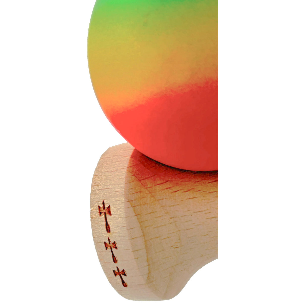 Kendama X Originala - Cupe Mari - Profesionala - Rubber Grip - Jucarie Interactiva din Lemn, 18 cm, Joc de Indemanare pentru Copii si Adulti, Model Verde-Galben-Rosu in Degrade