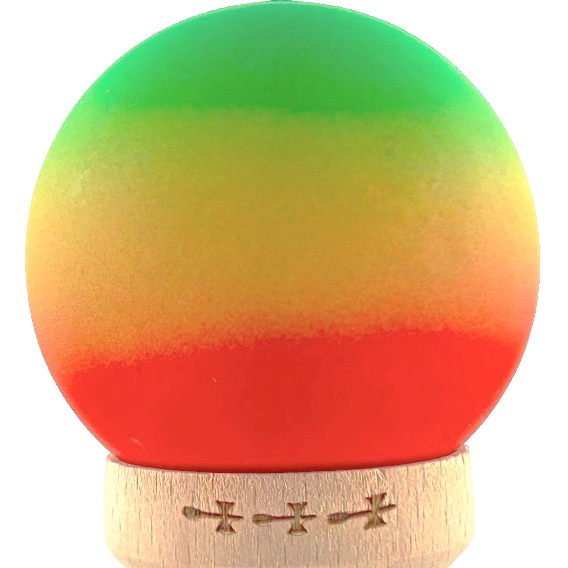 Kendama X Originala - Cupe Mari - Profesionala - Rubber Grip - Jucarie Interactiva din Lemn, 18 cm, Joc de Indemanare pentru Copii si Adulti, Model Verde-Galben-Rosu in Degrade
