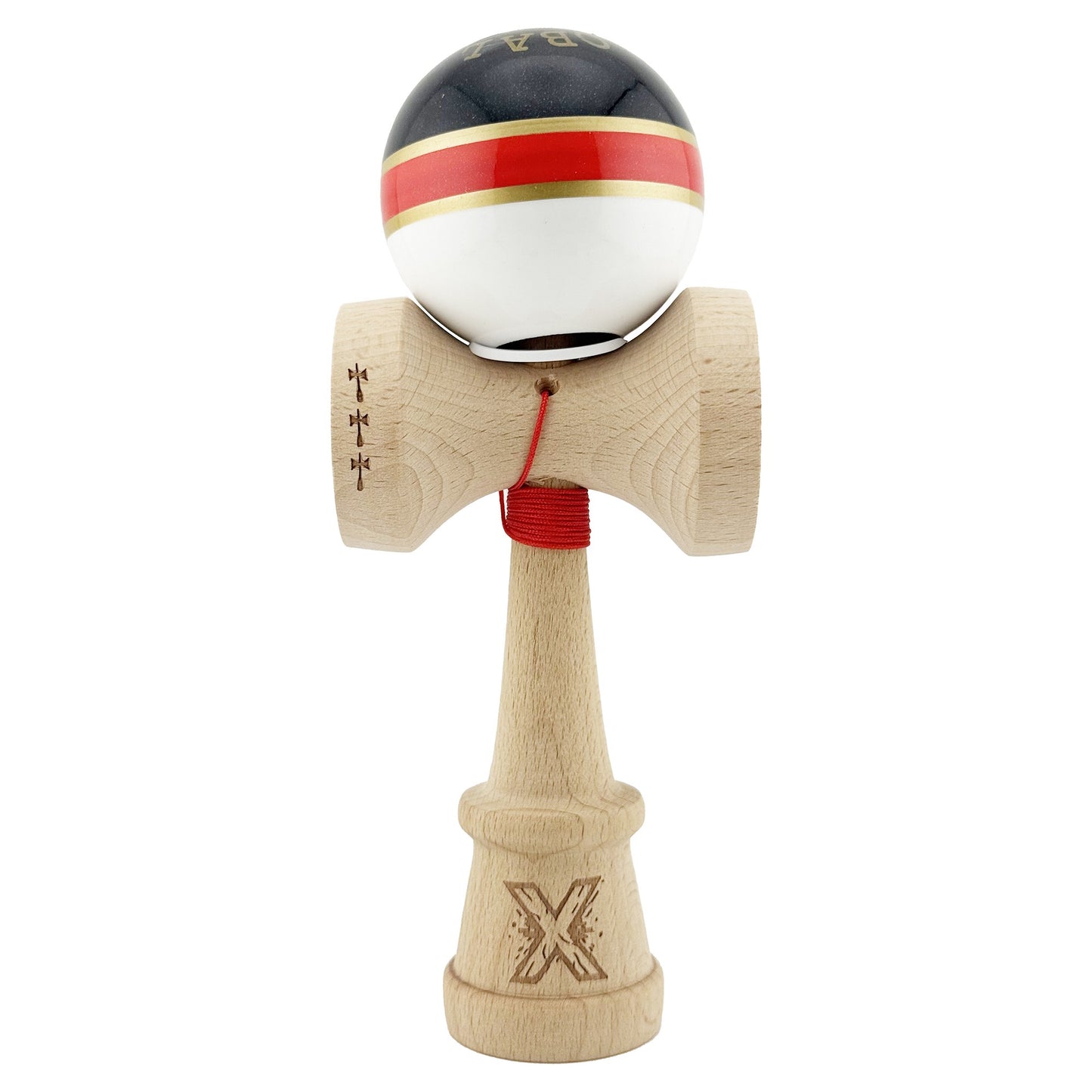 Kendama X Royal Spike Originala, Model V3 Inel Rosu, Profesionala, Cupe Mari King Size, Super Sticky, Gaura in Baza, Rulment, Ata 55cm