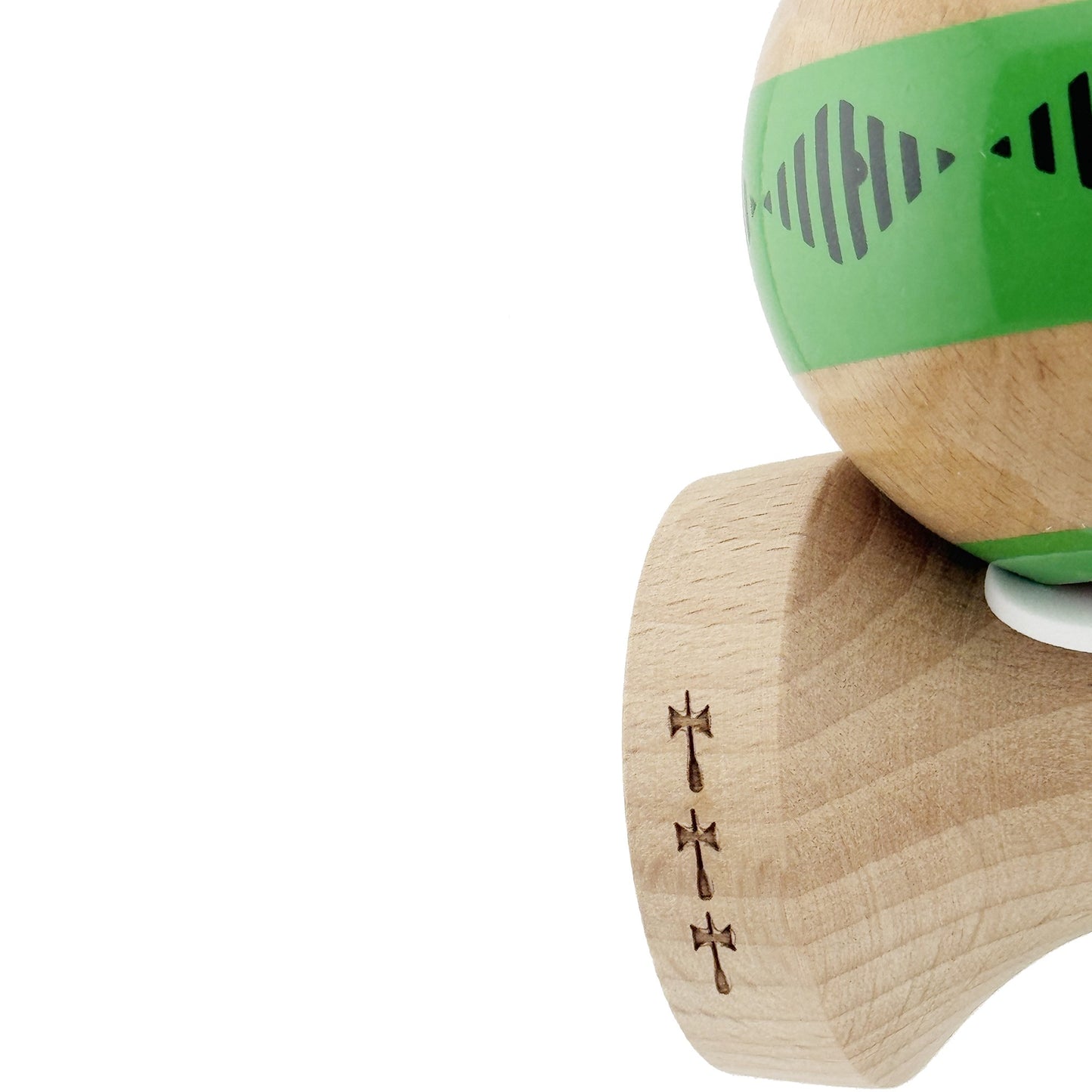 Kendama X Vibes Originala, Model V3 Verde, Profesionala, Cupe Mari King Size, Super Sticky, Gaura in Baza, Rulment, Ata 55cm