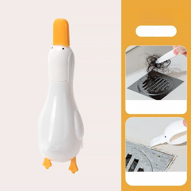 Cleste Multifunctional pentru Parul Cazut si Mini Racleta Depuneri, Design 2-in-1 Model Ratusca, Montare pe Perete Fara Perforare, Material ABS, 11 cm, Alb