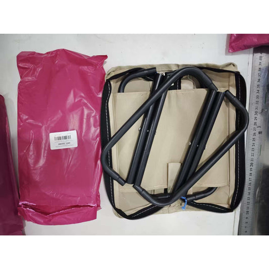 Scaun Pliabil Portabil pentru Camping si Pescuit, Adulți, Cadru Metalic si Panza Oxford, 24 x 24 x 28 cm, Negru/Bej