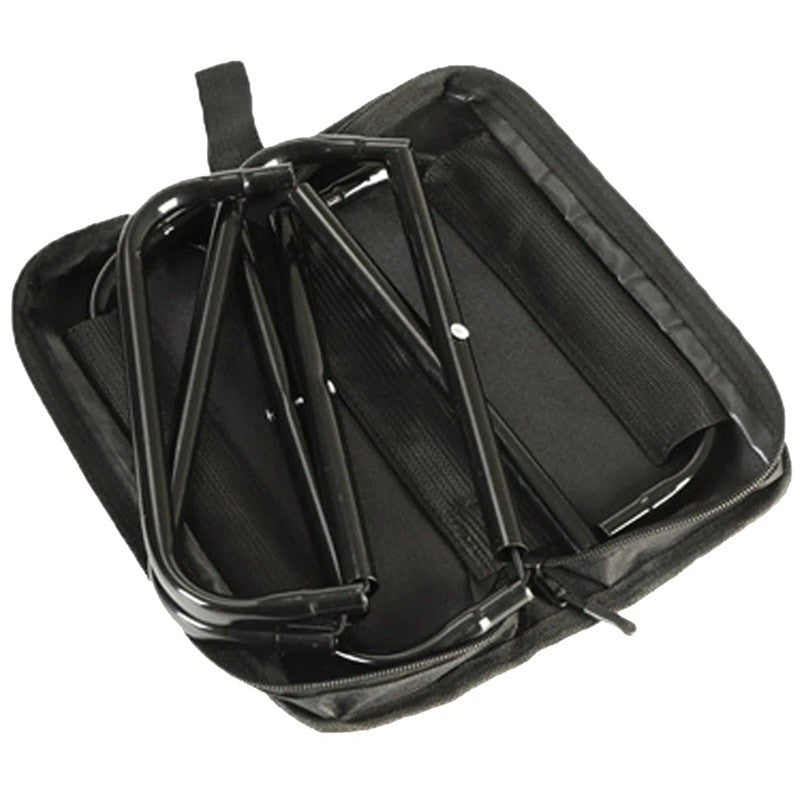 Scaun Pliabil Portabil pentru Camping si Pescuit, Cadru Metalic si Panza Oxford, Adulti, 24 x 24 x 28 cm, Negru